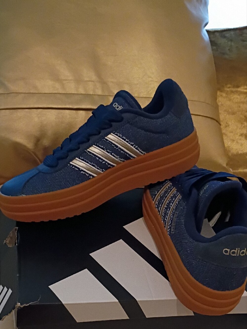 adidas Navy Blue Sneakers with Gum Brown Sole - Picture 4 of 8